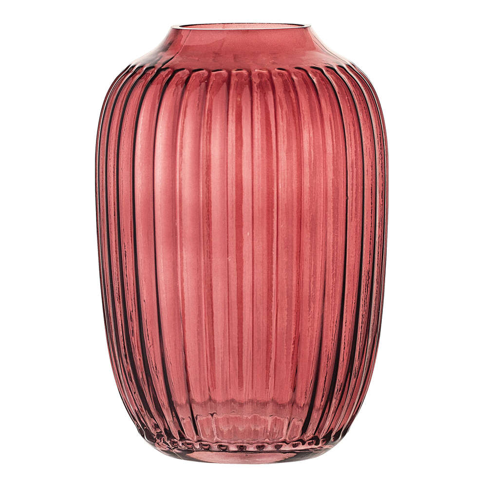 Bloomingville Vase Joelle Keramik rot Blumenvase Artischocke Zapfen Windlicht