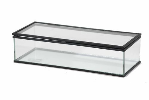 Hebe Glas m/Deckel 25x10x6cm Clear/black