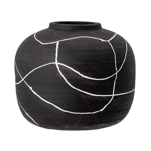 Bloomingville Vase Niza, schwarz, Terrakotta