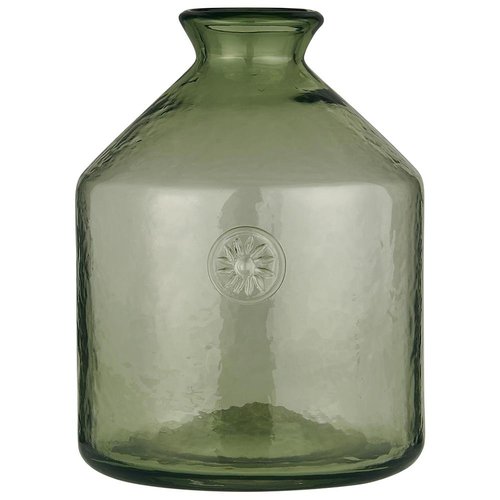Ib Laursen Glasflasche m/Blumenemblem grün